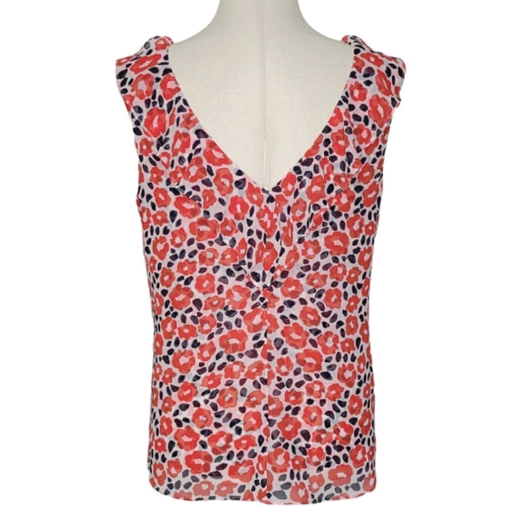 Cabi Flipside Red Floral Ruffle Detail Sleeveless Blouse Size S - Picture 6 of 10